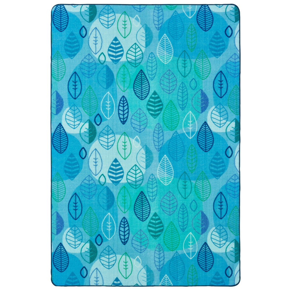 Carpets for Kids Pixel Perfect Collection Peaceful Spaces Leaf Activity Rug, 8'x 12', Blue