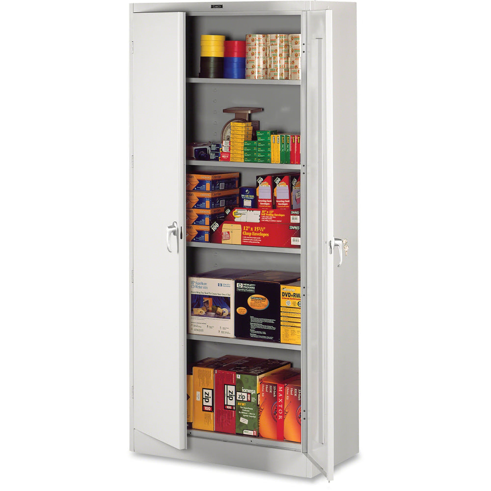 Tennsco Deluxe Steel Storage Cabinet, 4 Adjustable Shelves, 78inH x 36inW x 24inD, Light Gray