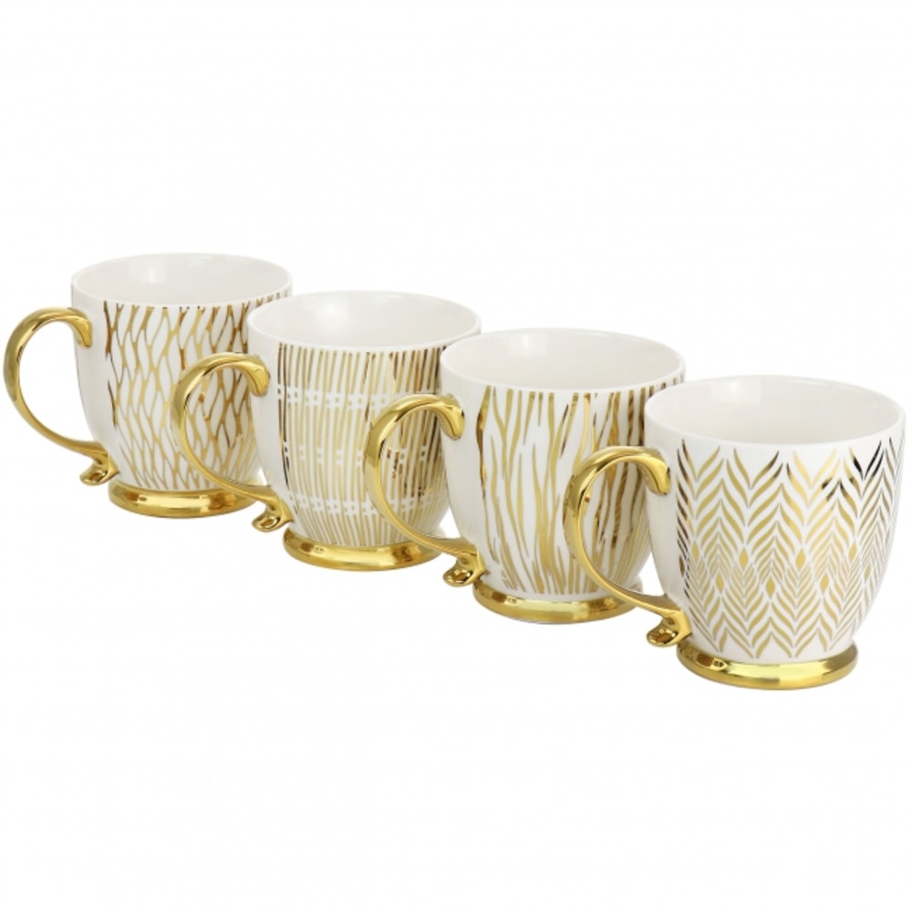 Gibson Home Gold Finch 4-Piece Mug Set, 16.7 Oz, Gold