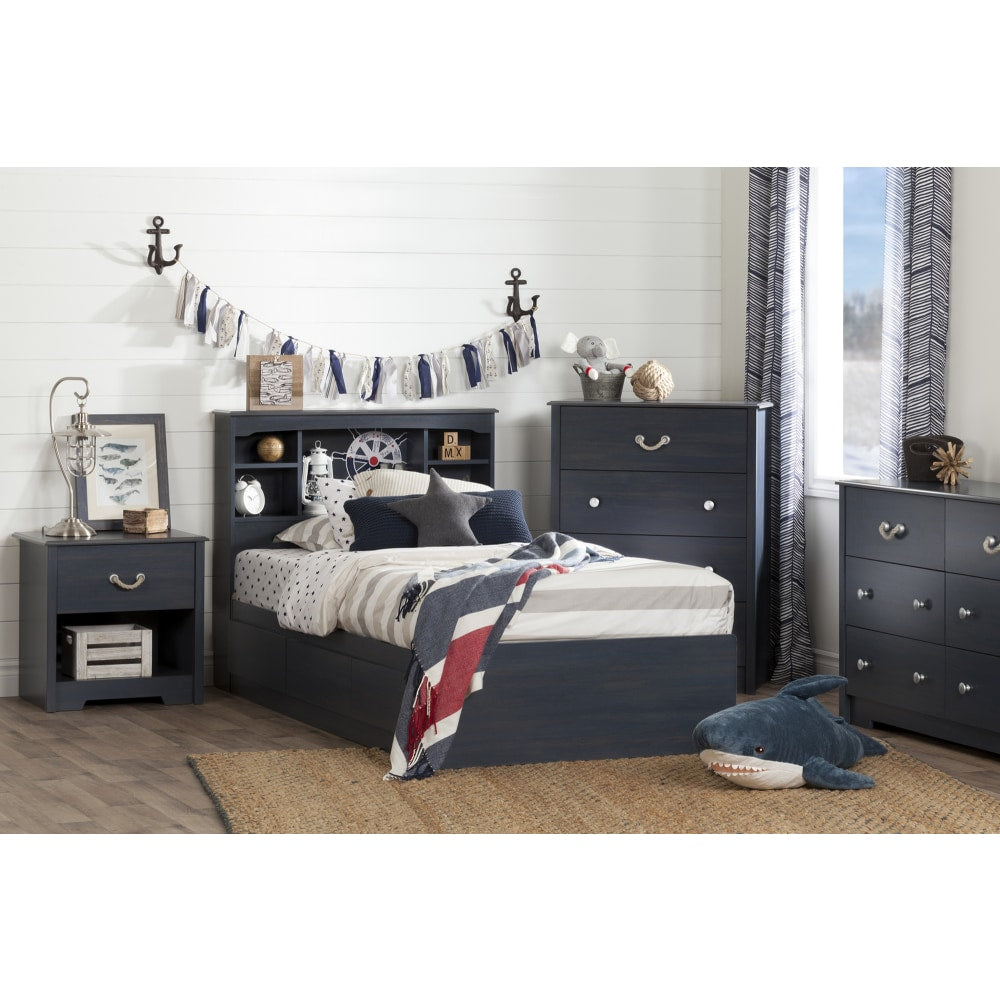 South Shore Aviron 1-Drawer Nightstand, 22-1/2inH x 21-3/4inW x 17-1/2inD, Blueberry