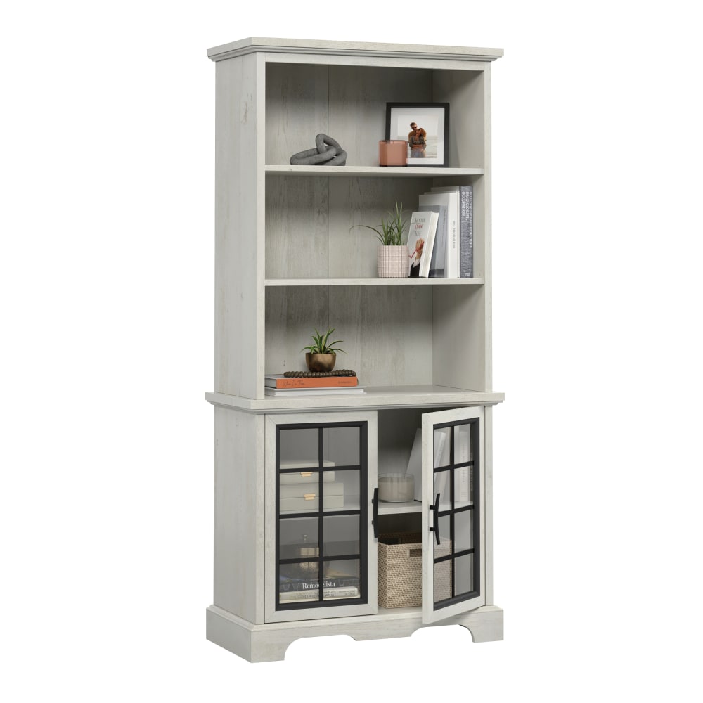 Sauder Carolina Grove 72inH 5-Shelf Bookcase With Glass Doors, Winter Oak