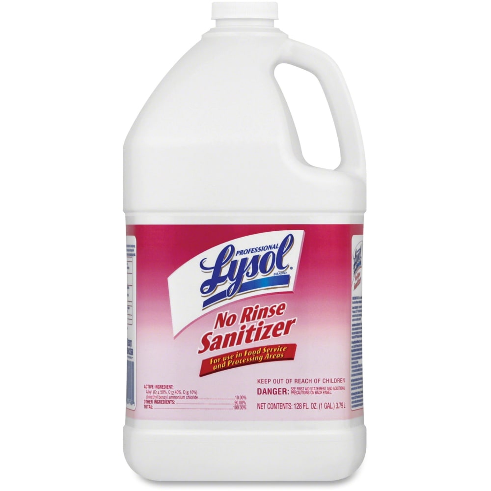 Lysol Professional Concentrated No-Rinse Sanitizer, 1 Gallon, Case Of 4 Bottles