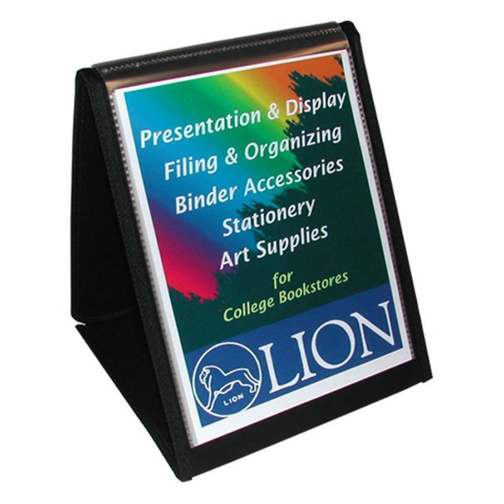 Lion Flip-N-Tell Display Book-N-Easel, 11in x 8 1/2in, 40% Recycled, Black