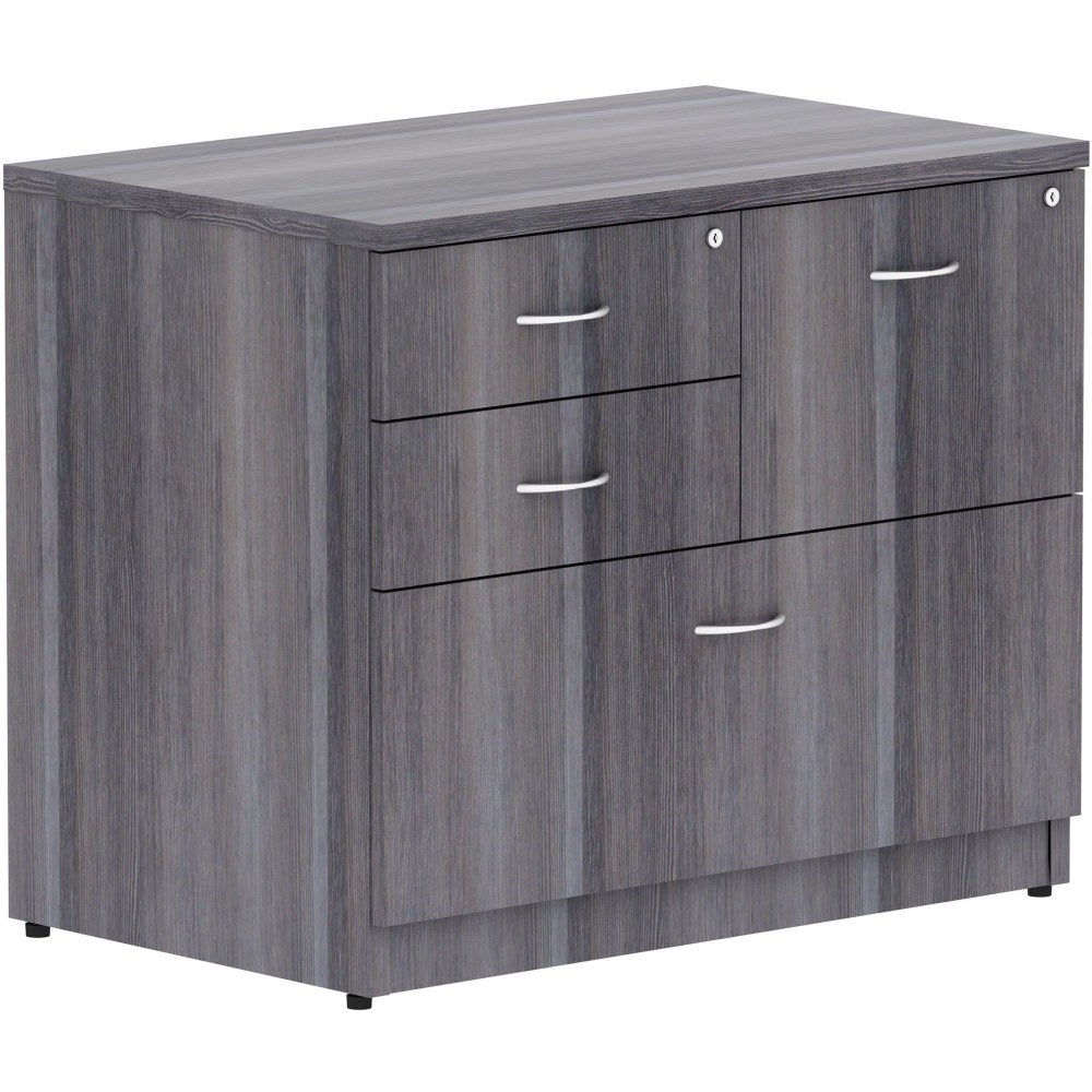 Lorell 2-Box/1-File 35-1/2inW x 22inD Lateral 4-Drawer File Cabinet, Weathered Charcoal