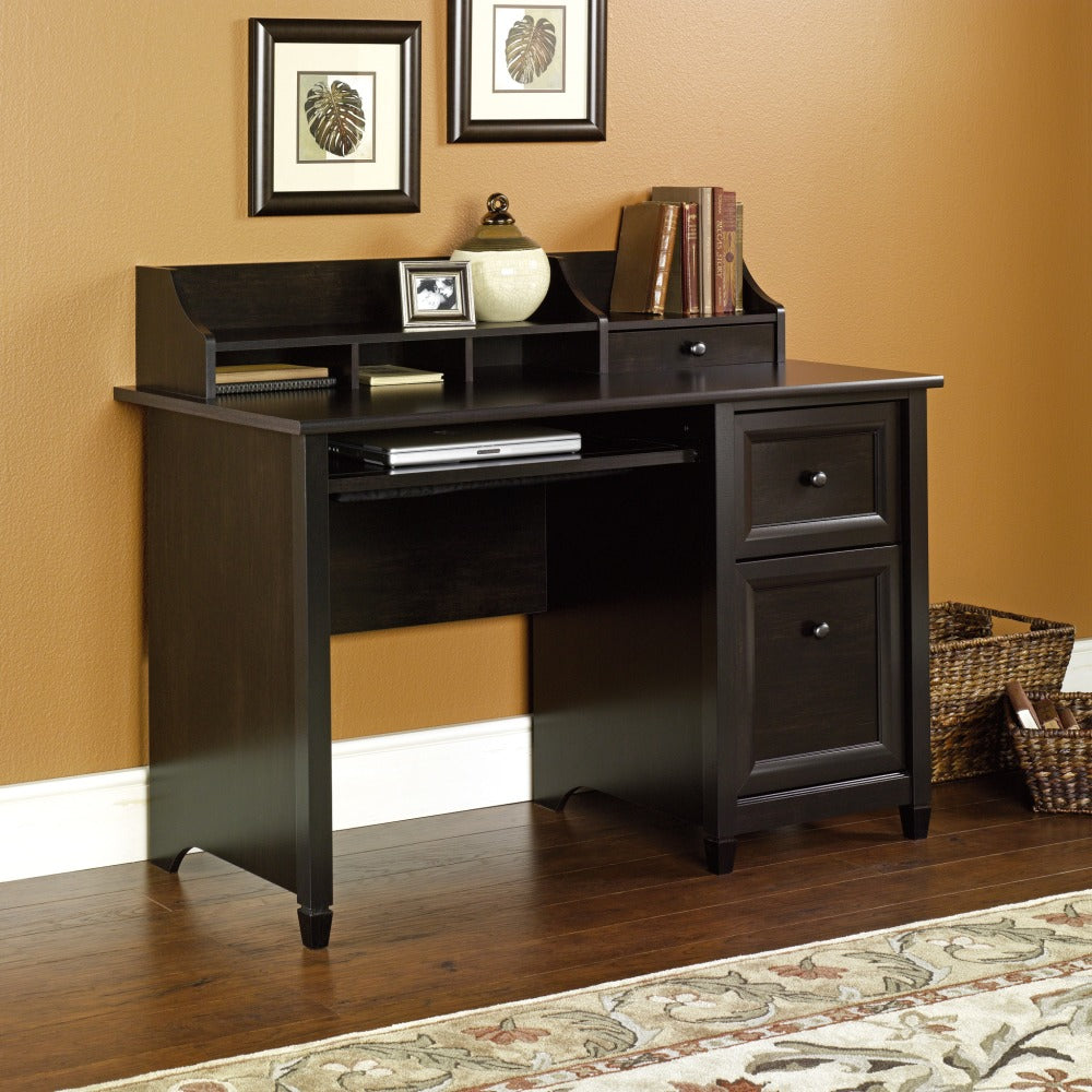 Sauder Edge Water 48inW Computer Desk With Hutch, Estate Black