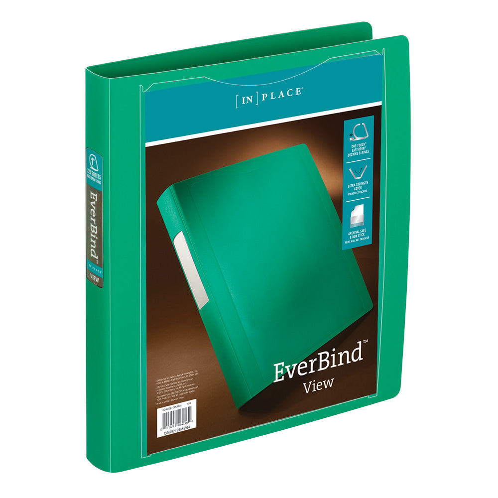 Office Depot Brand EverBind View 3-Ring Binder, 1in D-Rings, Green