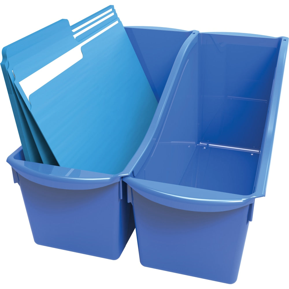 Storex Book Bin Set, Medium Size, Blue, Carton Of 6