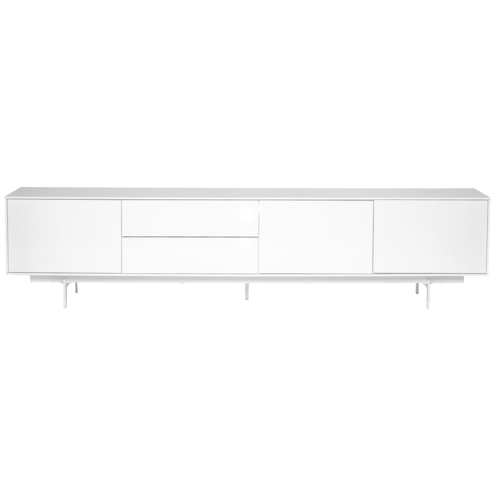 Eurostyle Birmingham Media Stand, 19-3/4inH x 82-1/8inW x 17-3/4inD, High Gloss White