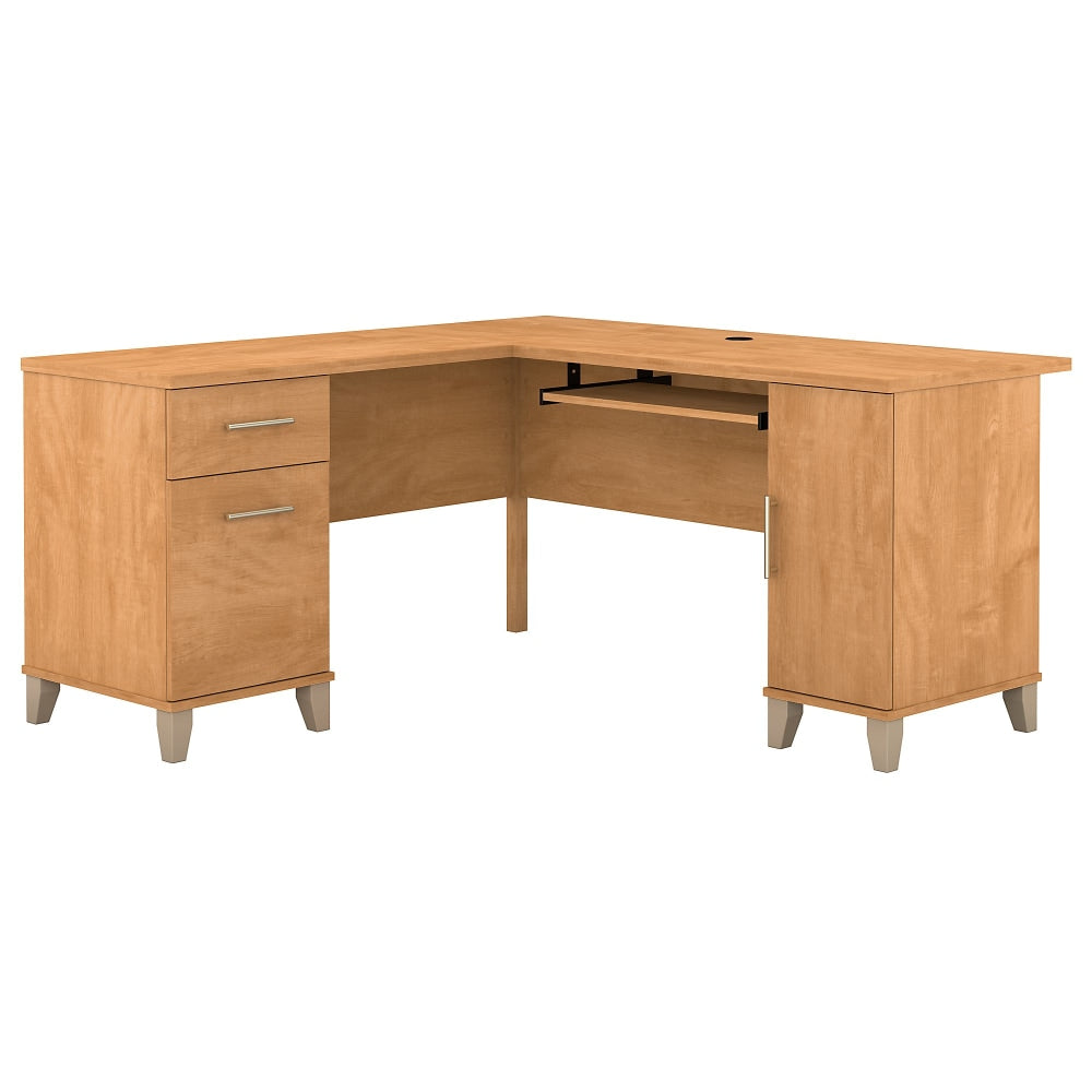 Bush Business Furniture Somerset 60inW L-Shaped Corner Desk, Maple Cross, Standard Delivery