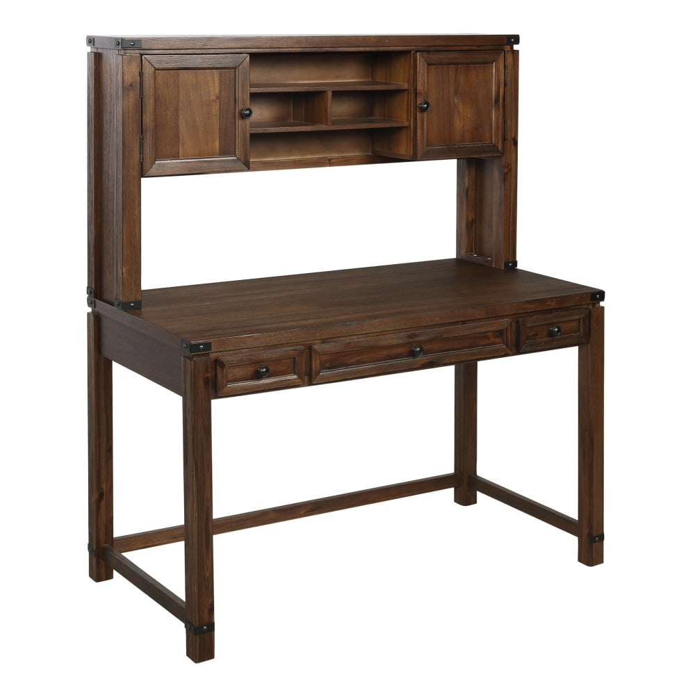 Office Star Baton Rouge 48inW Computer Desk With Hutch, Brushed Walnut