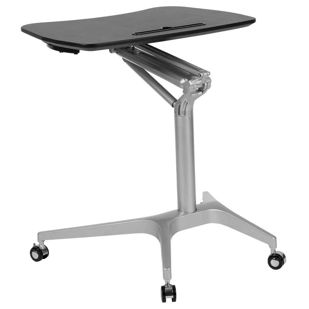 Flash Furniture Mobile Ergonomic 29inW Sit-Stand Computer Desk, Black