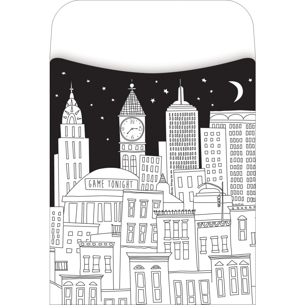 Barker Creek Peel & Stick Library Pockets, 3in x 5in, Color Me Cityscape, Pack Of 60 Pockets