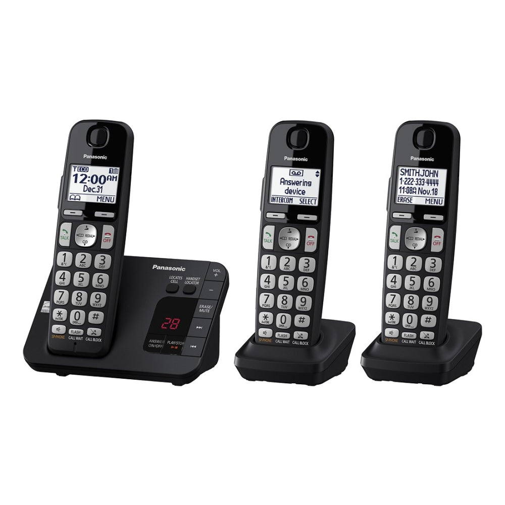 Panasonic DECT 6.0 Expandable 3-Handset Digital Cordless Phone System With Digital Answering Machine, KX-TGE433B