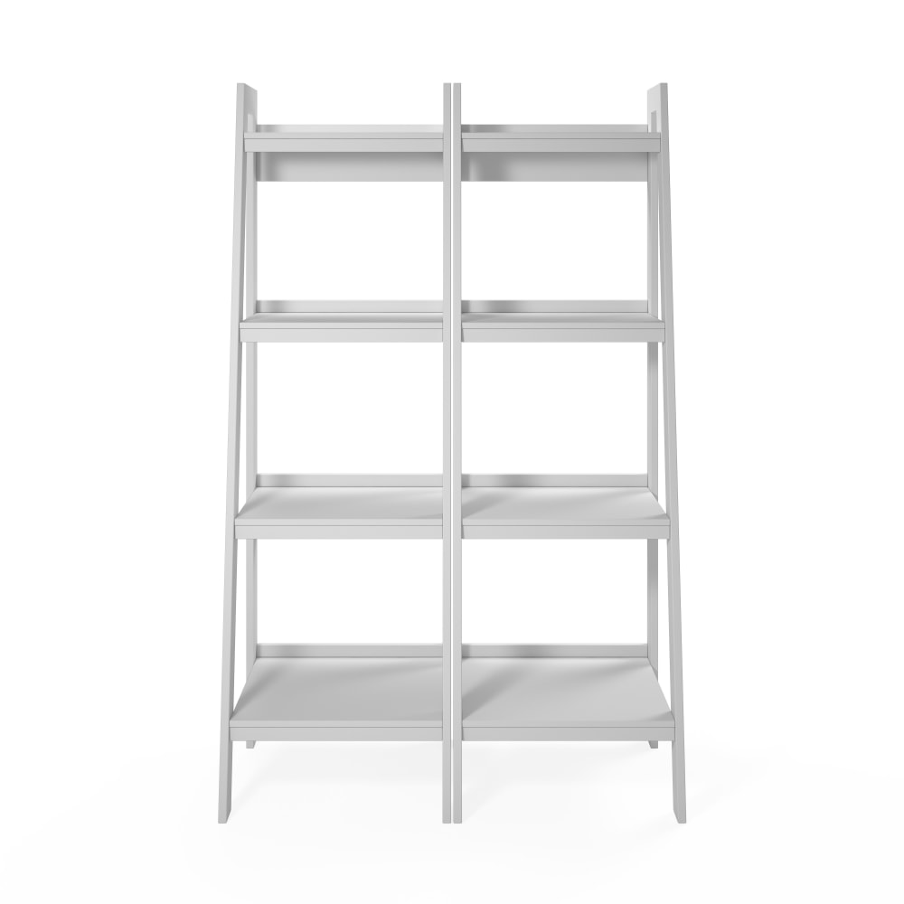 Ameriwood Home Ladder Metal Bookcases, 60inH, 4-Shelves Per Bookcase, White, Set Of 2 Bookcases