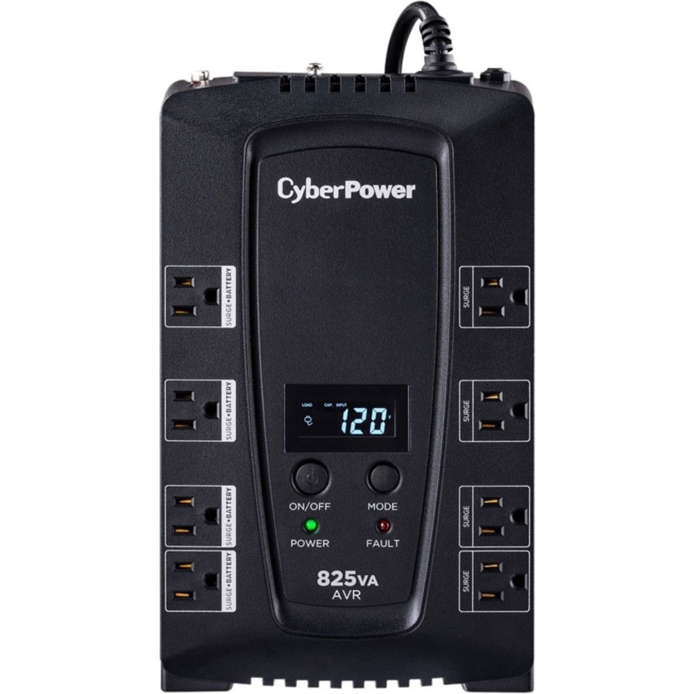 CyberPower CP825AVRLCD-G 8-Outlet Uninterruptible Power Supply, 825VA/450 Watts