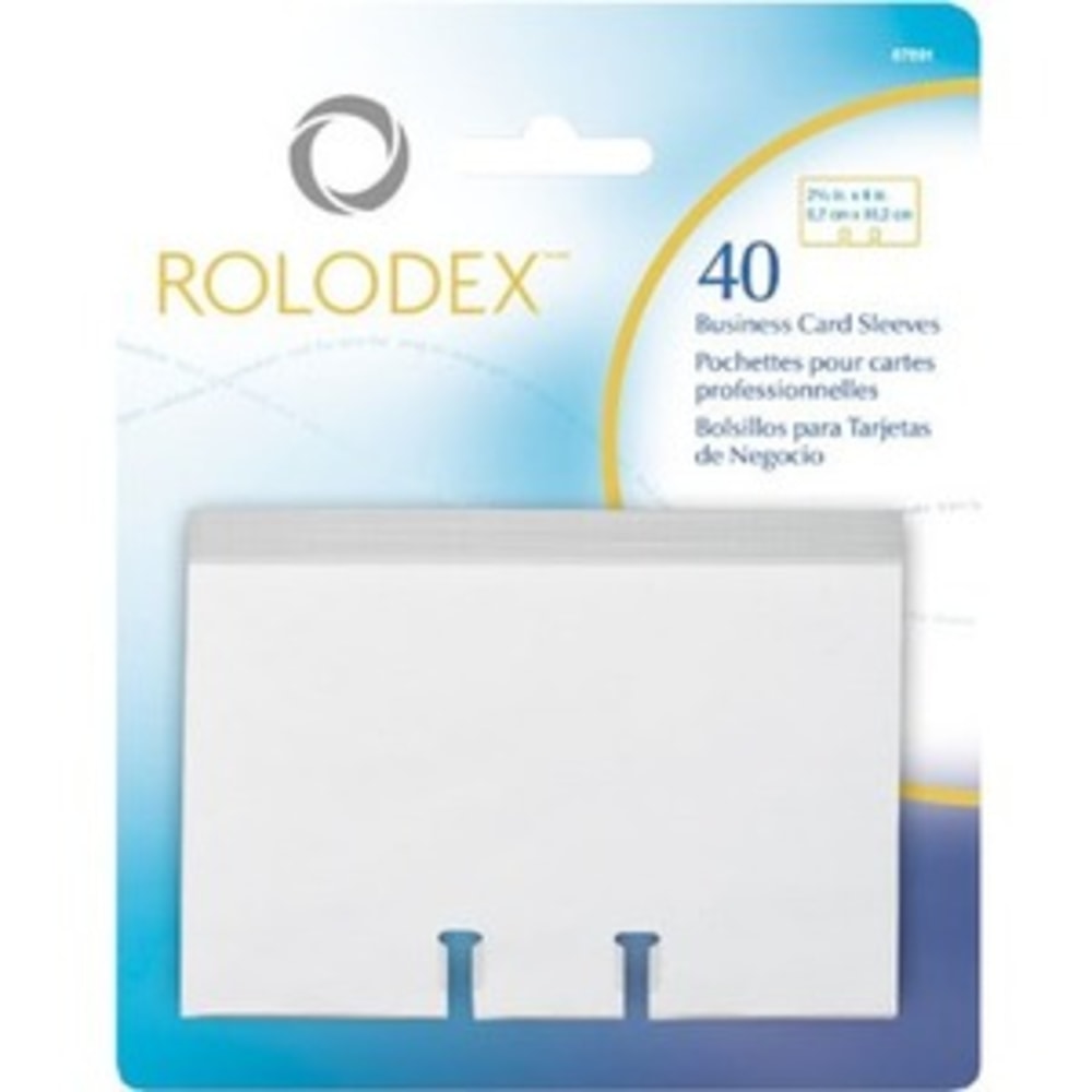 Rolodex Transparent Business Card Sleeves, 2 5/8in x 4in, Pack Of 40