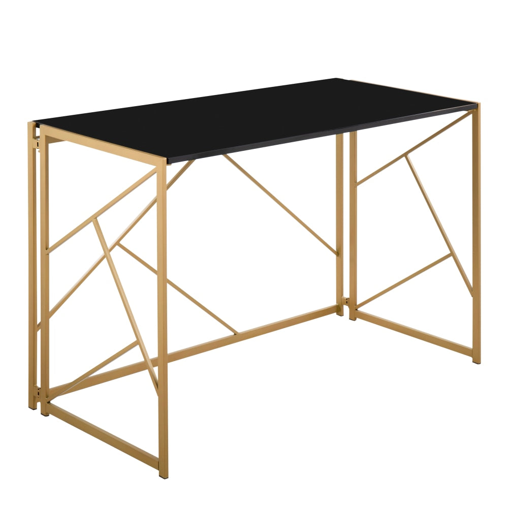 LumiSource Folia 45inW Computer Desk, Black/Gold