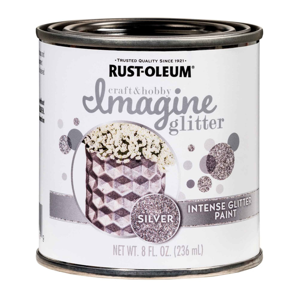 Rust-Oleum Imagine Craft and Hobby Glitter Paint, 8 Oz, Silver, Pack Of 4 Cans