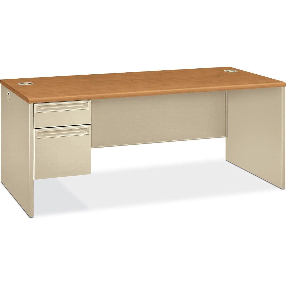 HON 38000 72inW Left-Pedestal Computer Desk, Harvest/Putty