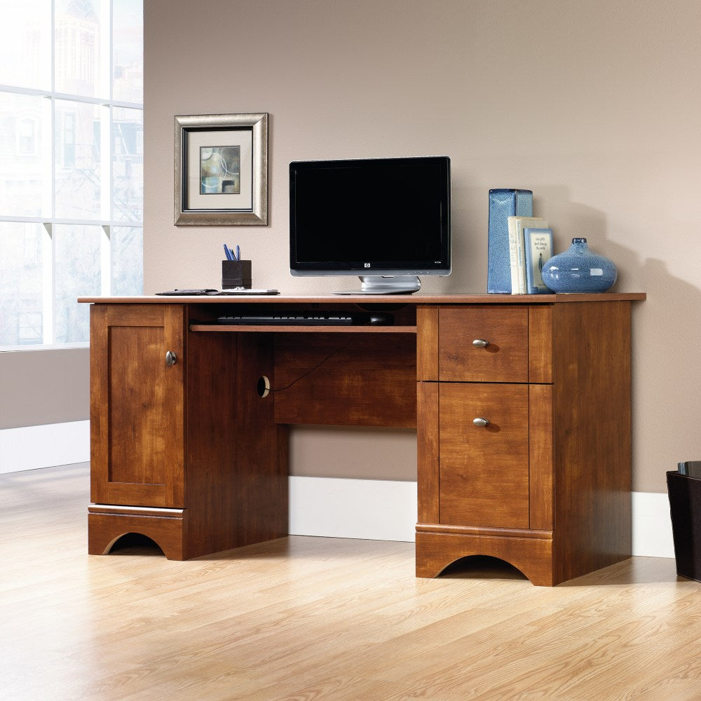 Sauder Select 60inW Double-Pedestal Computer Desk, Brushed Maple