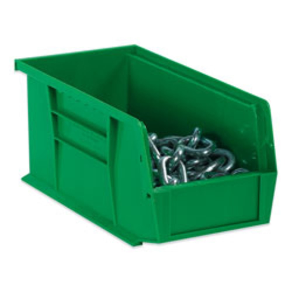 Partners Brand Plastic Stack & Hang Bin Storage Boxes, Small Size, 3in x 4 1/6in x 7 3/8in, Green, Case Of 24