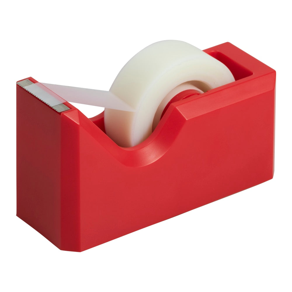 JAM Paper Plastic Tape Dispenser, 4-1/2inH x 2-1/2inW x 1-3/4inD, Red