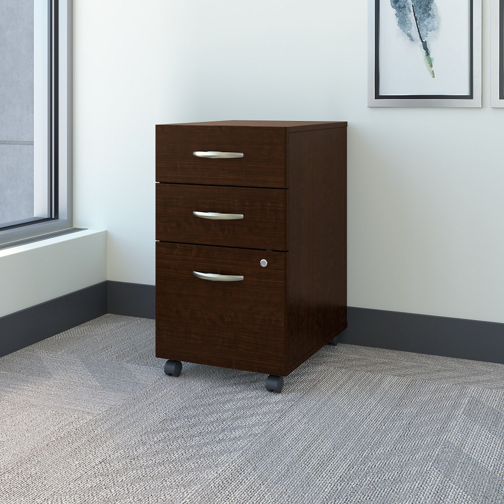 Bush Business Furniture Components 21inD Vertical 3-Drawer Mobile File Cabinet, Mocha Cherry, Standard Delivery - Partially Assembled