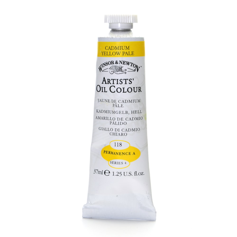 Winsor & Newton Artists Oil Colors, 37 mL, Cadmium Yellow Pale, 118