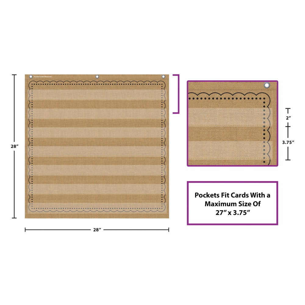 Teacher Created Resources 7-Pocket Pocket Chart, 28in x 28in, Burlap