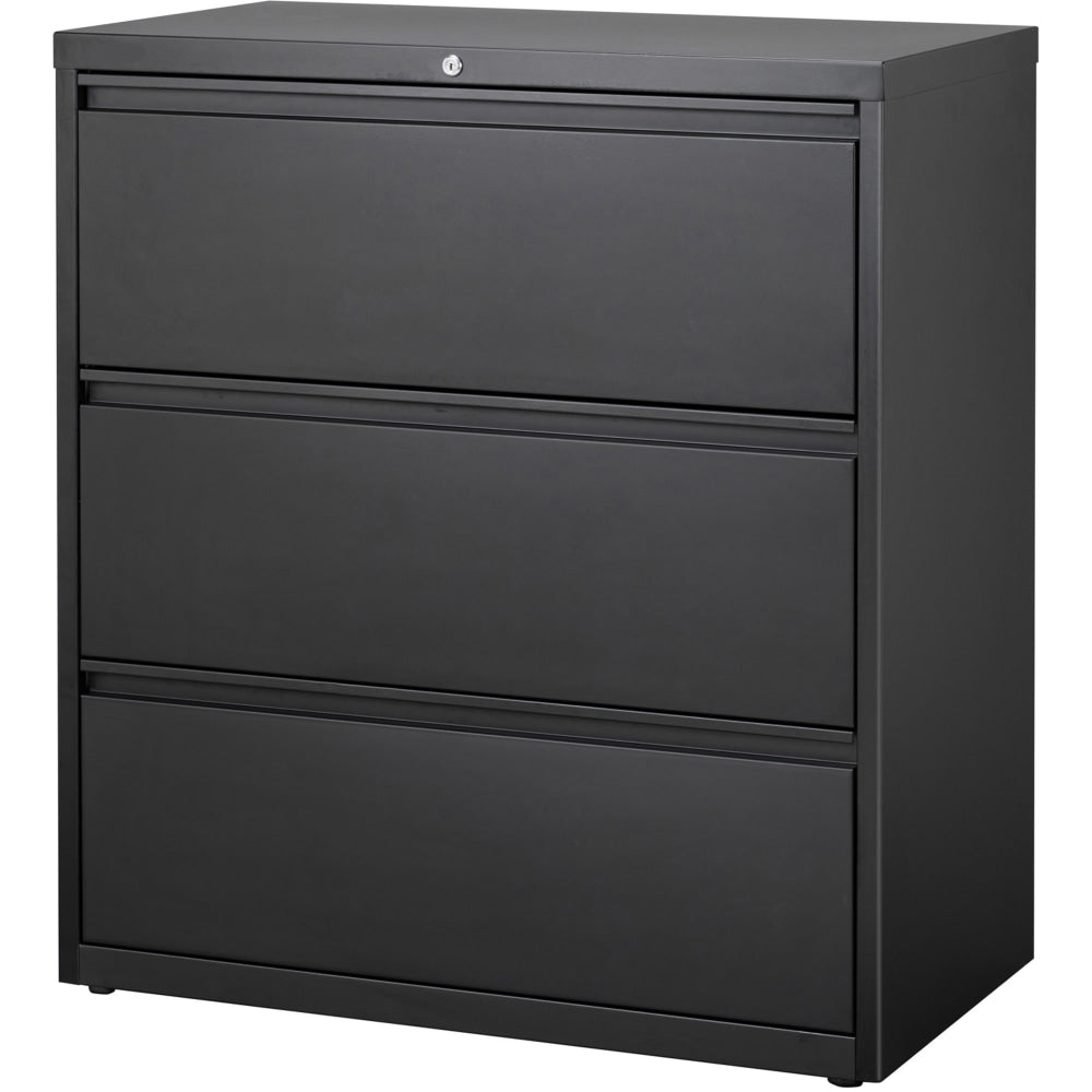 Lorell 36inW x 18-5/8inD Lateral 3-Drawer Letter/Legal File Cabinet, Black