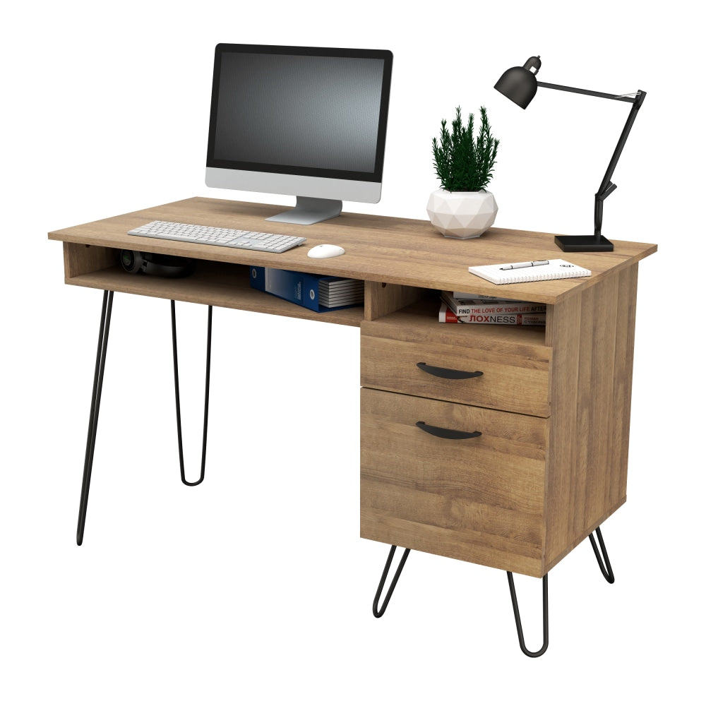 Inval 48inW Computer Desk With Open Storage Shelf, Amaretto