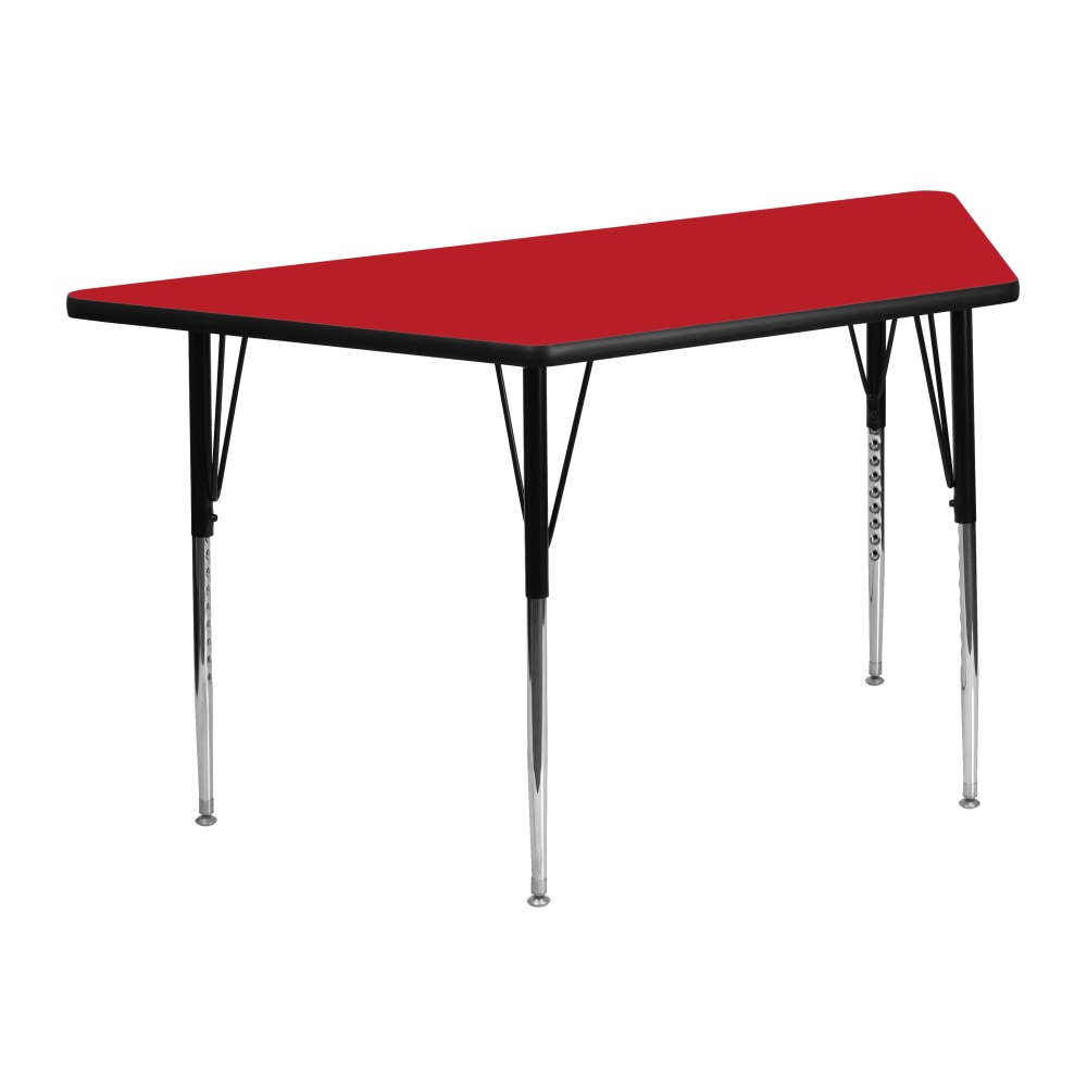 Flash Furniture 47inW Trapezoid HP Laminate Activity Table With Standard Height-Adjustable Legs, Red