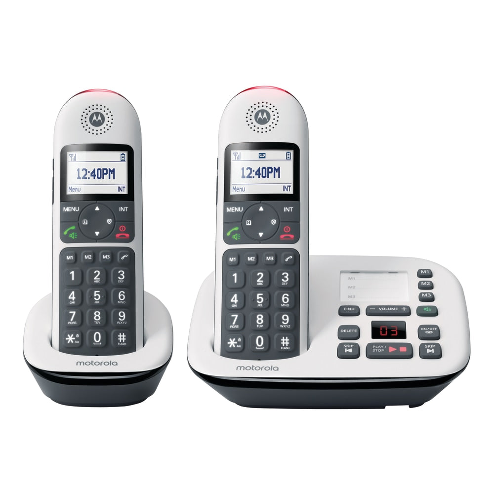 Motorola CD5012 2-Handset Cordless Expandable Telephone Set With Digital Answering System, White