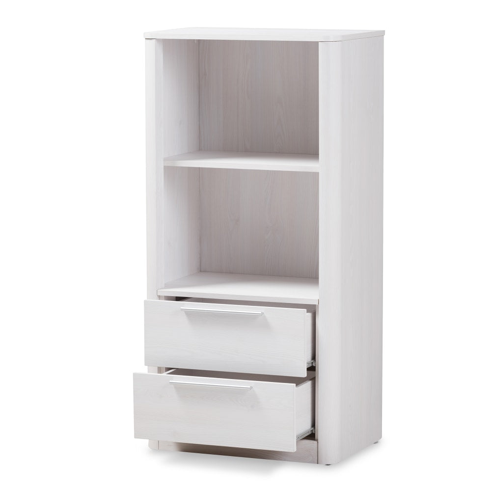 Baxton Studio Kaan 48inH 2-Shelf Bookcase, Whitewash