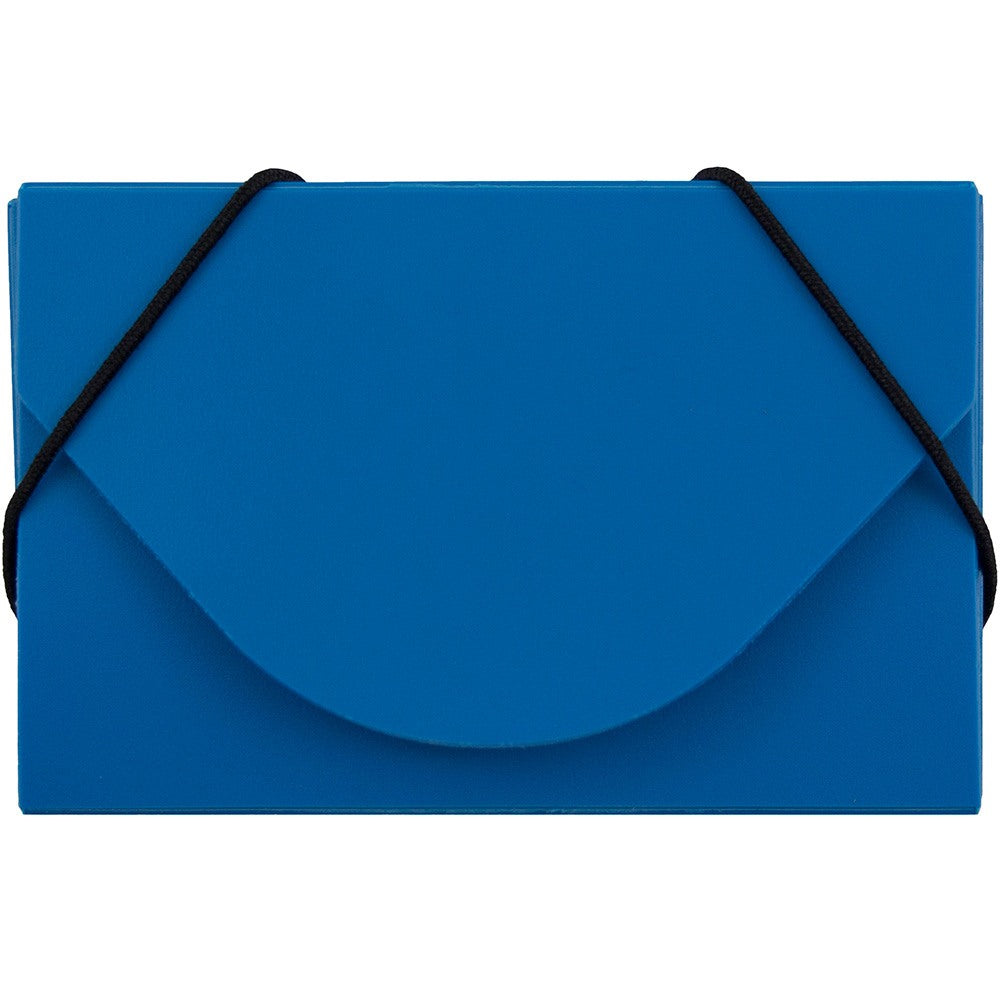 JAM Paper Plastic Business Card Case With Round Flap, 3 1/2in x 2 1/4in x 1/4in, Blue