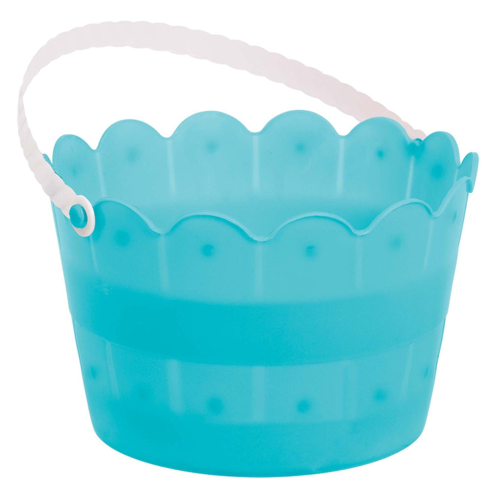 Amscan Easter Scalloped Buckets, 8inH x 5inW x 5inD, Caribbean Blue, Pack Of 8 Buckets