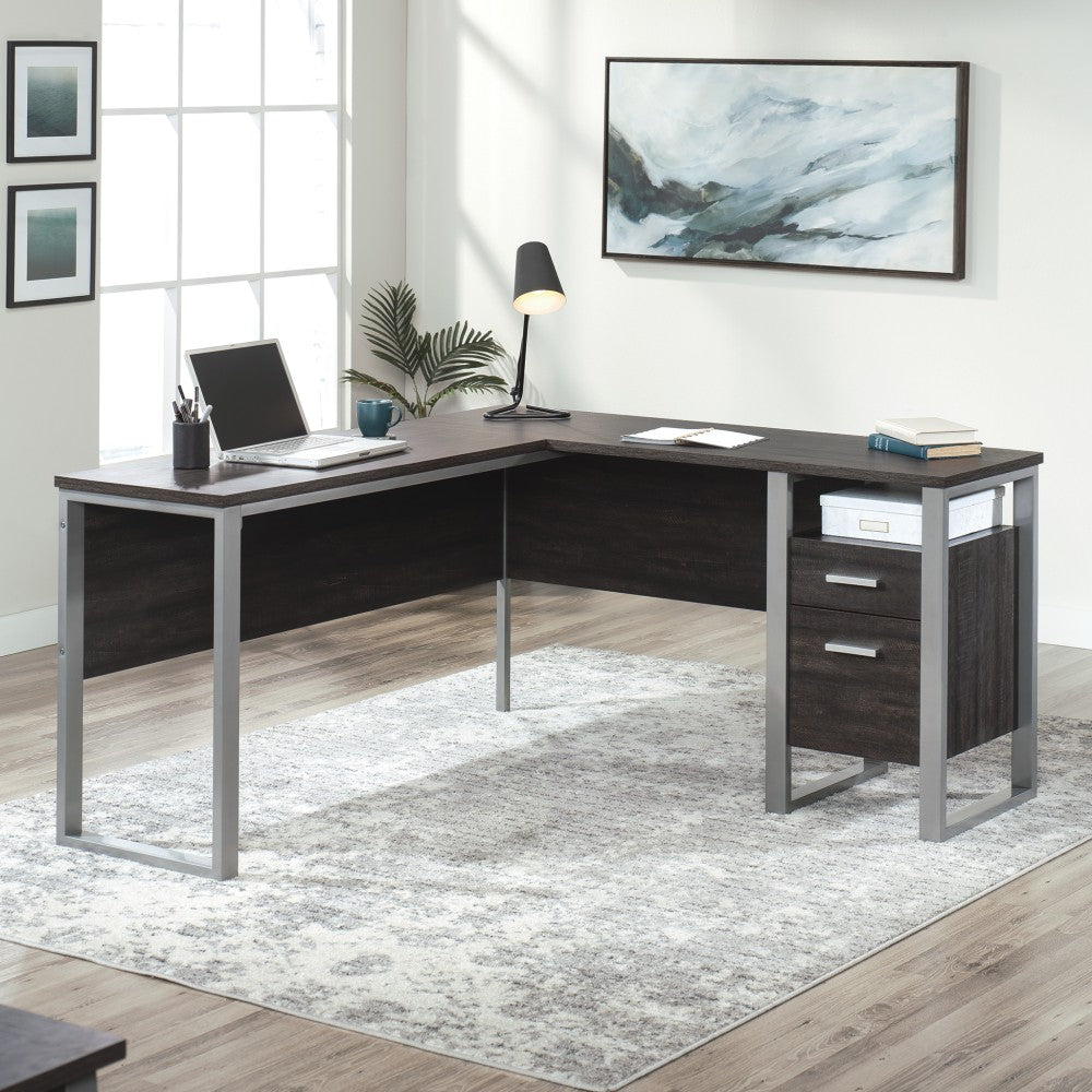 Sauder Rock Glenn 60inW L-Shaped Corner Desk, Walnut