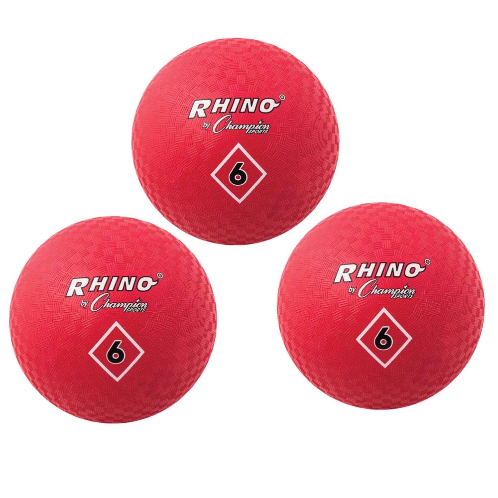 Champion Sports Playground Balls, 6in, Red, Pack Of 3 Balls