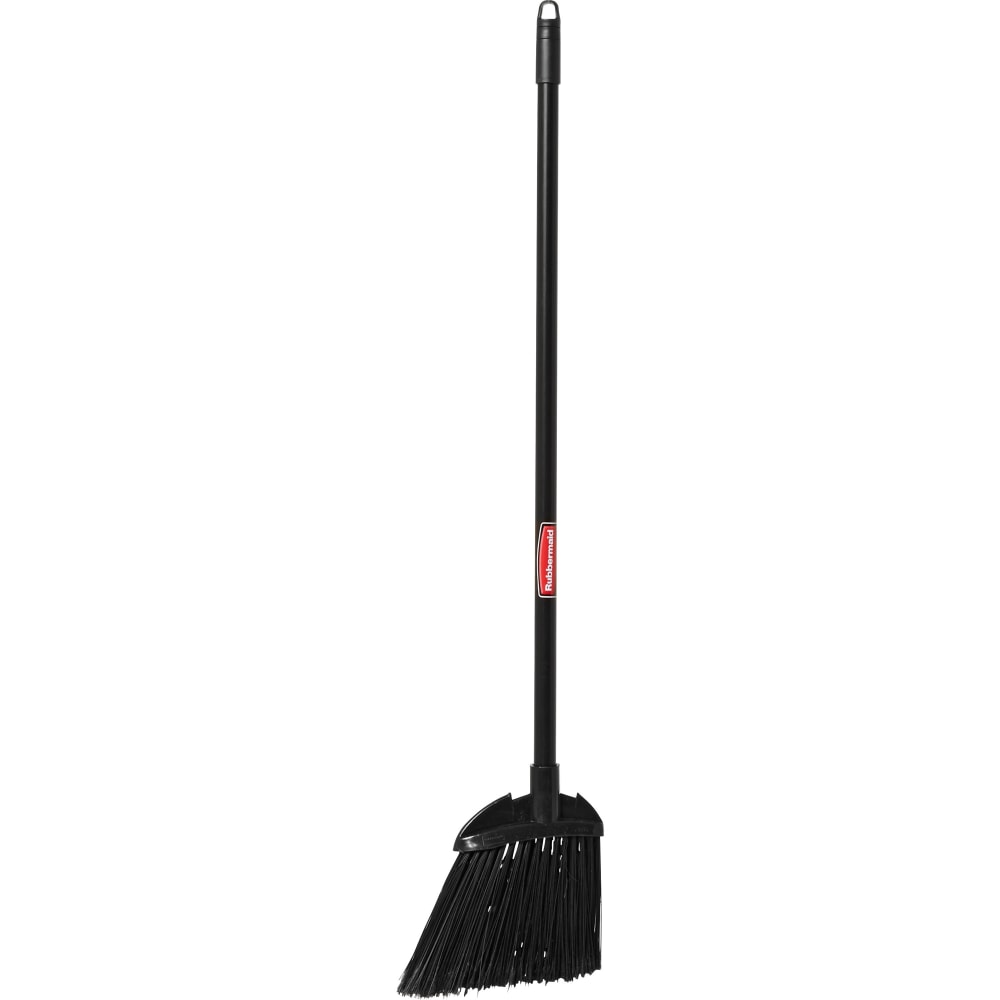 Rubbermaid Commercial Lobby Broom - 7.50in Polypropylene Bristle - 28in Handle Length - Black Metal, Metal Handle - 6 / Carton - Black