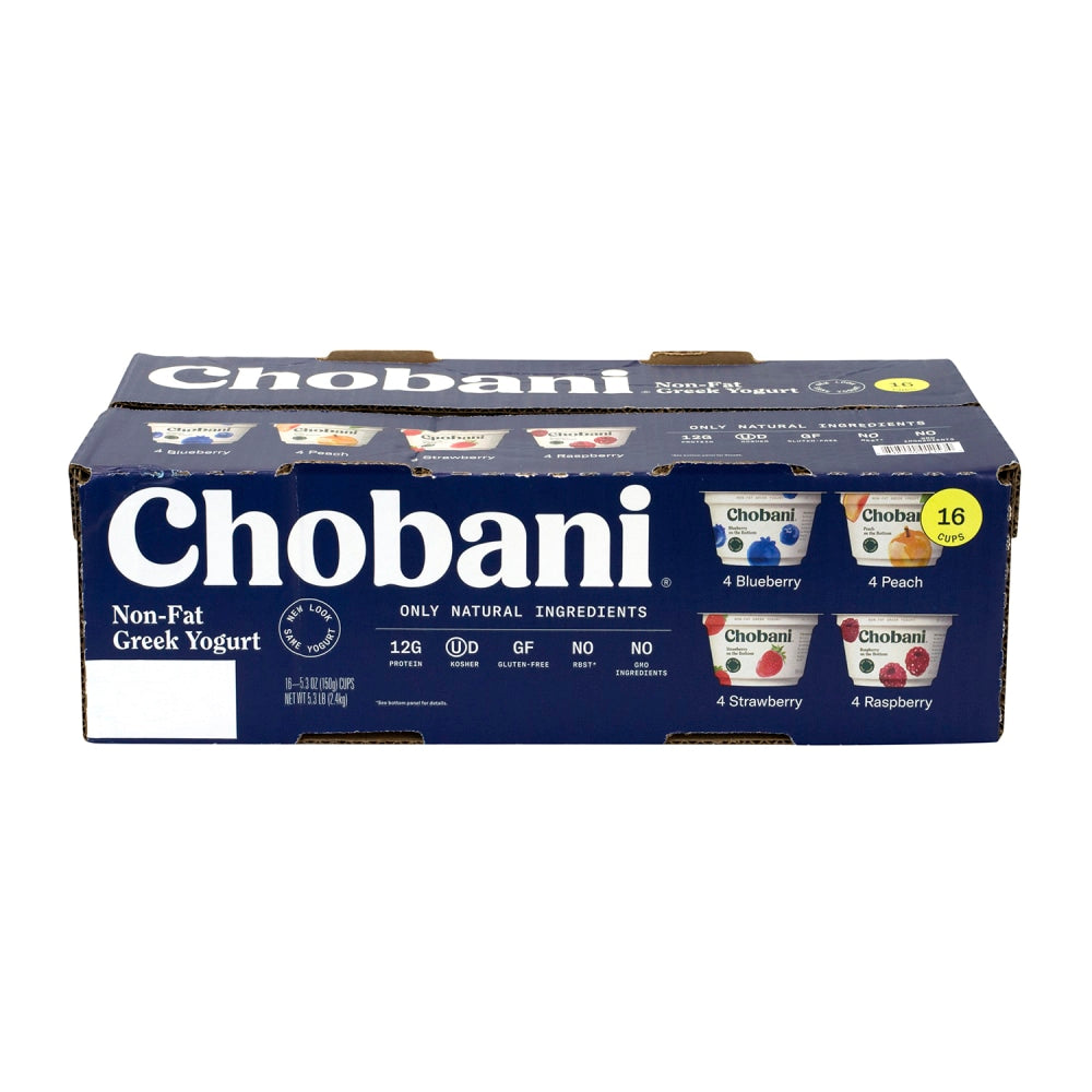 Chobani Greek Yogurt, 5.3 Oz, Assorted Flavors, Pack Of 16