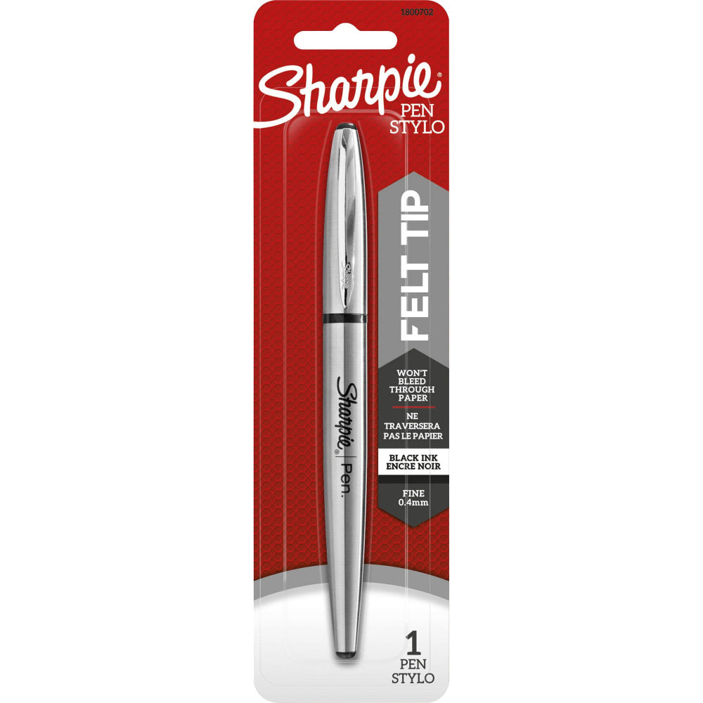 Sharpie Stainless Steel Refillable Pen, Fine Point, Stainless Steel Barrel, Black Ink