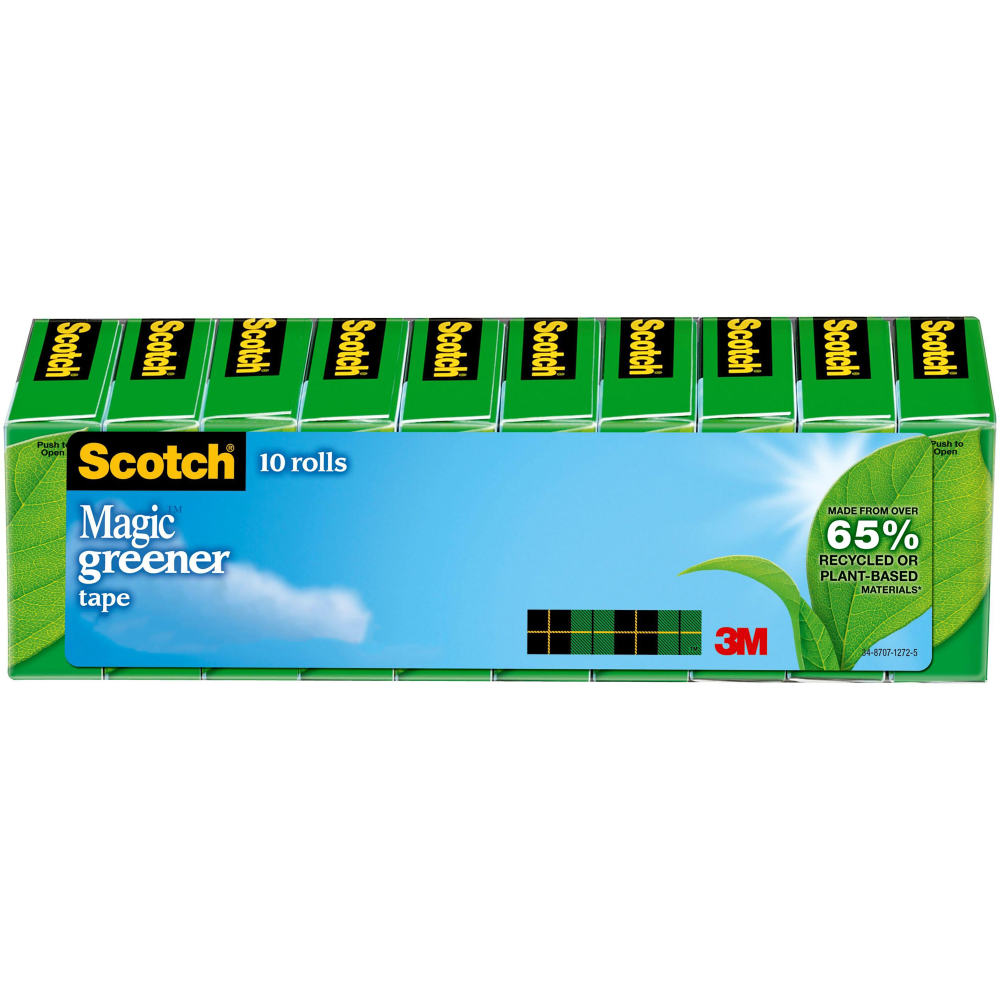 Scotch Greener Magic Tape, Invisible, 3/4 in x 900 in, 10 Tape Rolls, Clear, Home Office and School Supplies