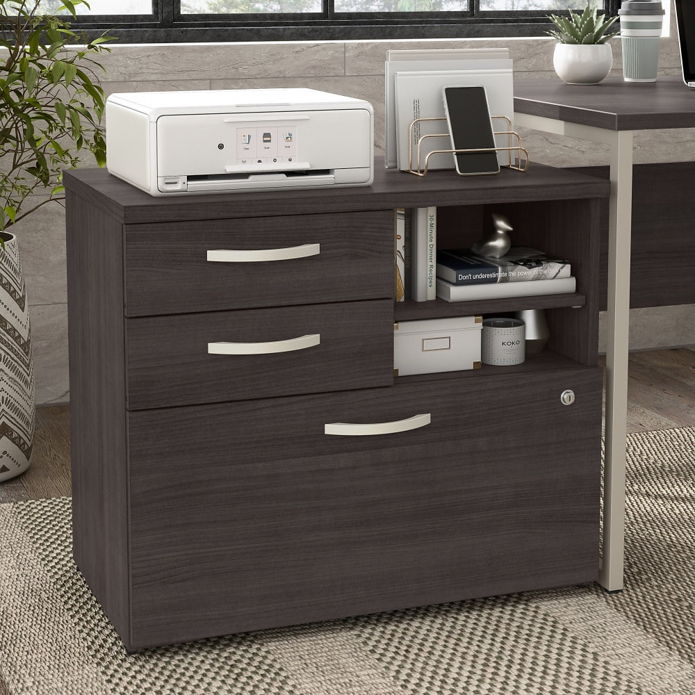 Bush Business Furniture Hybrid 17inD Vertical File Cabinet With Drawers and Shelves, Storm Gray, Delivery