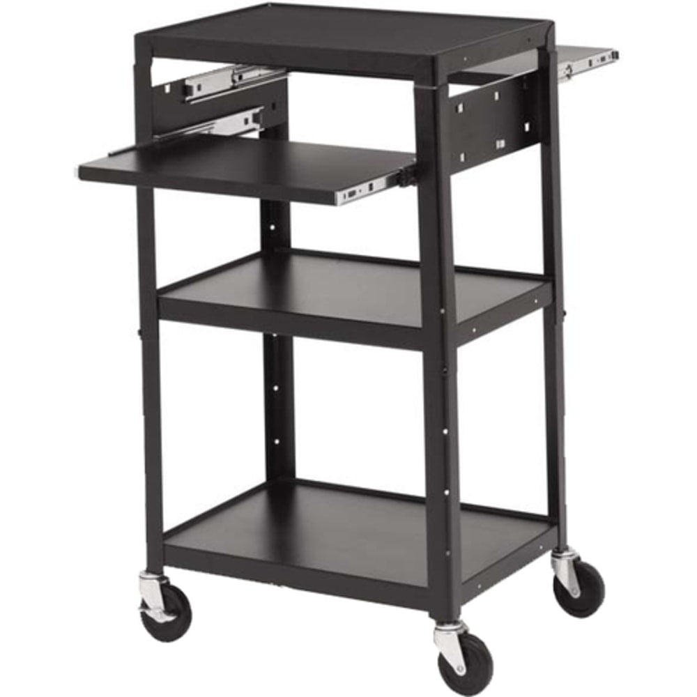 Bretford Basics A2642DNS-E5 Multimedia Cart with 6-Outlet Electrical - 4 Casters - 5in Caster Size - Steel - 24in Width x 18in Depth x 43in Height - Black