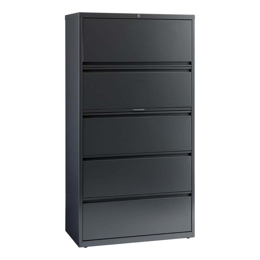 WorkPro 36inW x 18-5/8inD Lateral 5-Drawer File Cabinet, Charcoal