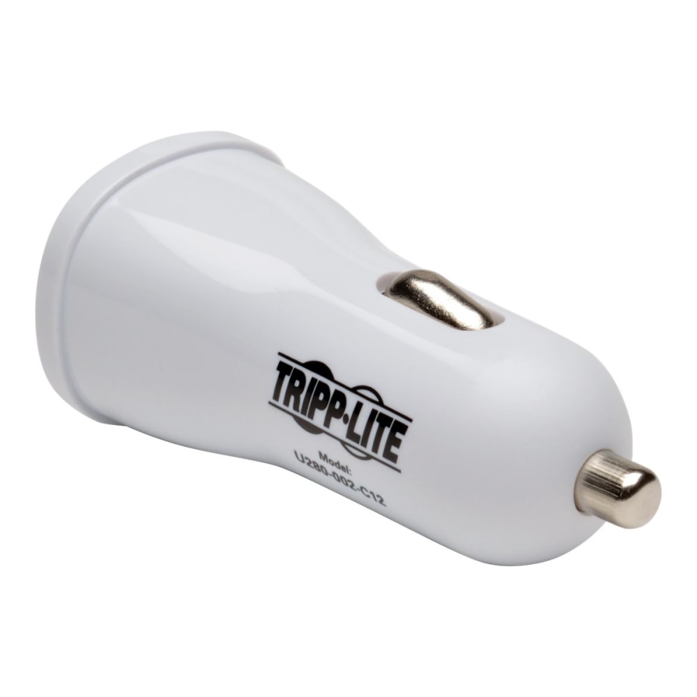 Tripp Lite Dual USB Tablet Phone Car Charger High Power Adapter 5V / 3.1A 15.5W - Car power adapter - 3.1 A - 2 output connectors (USB) - white