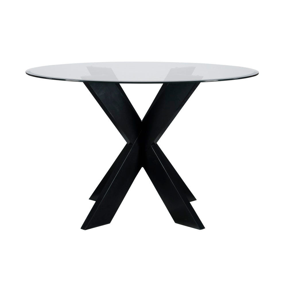 Powell Avaloni X Base Dining Table, 30inH x 48inW x 48inD, Black/Clear