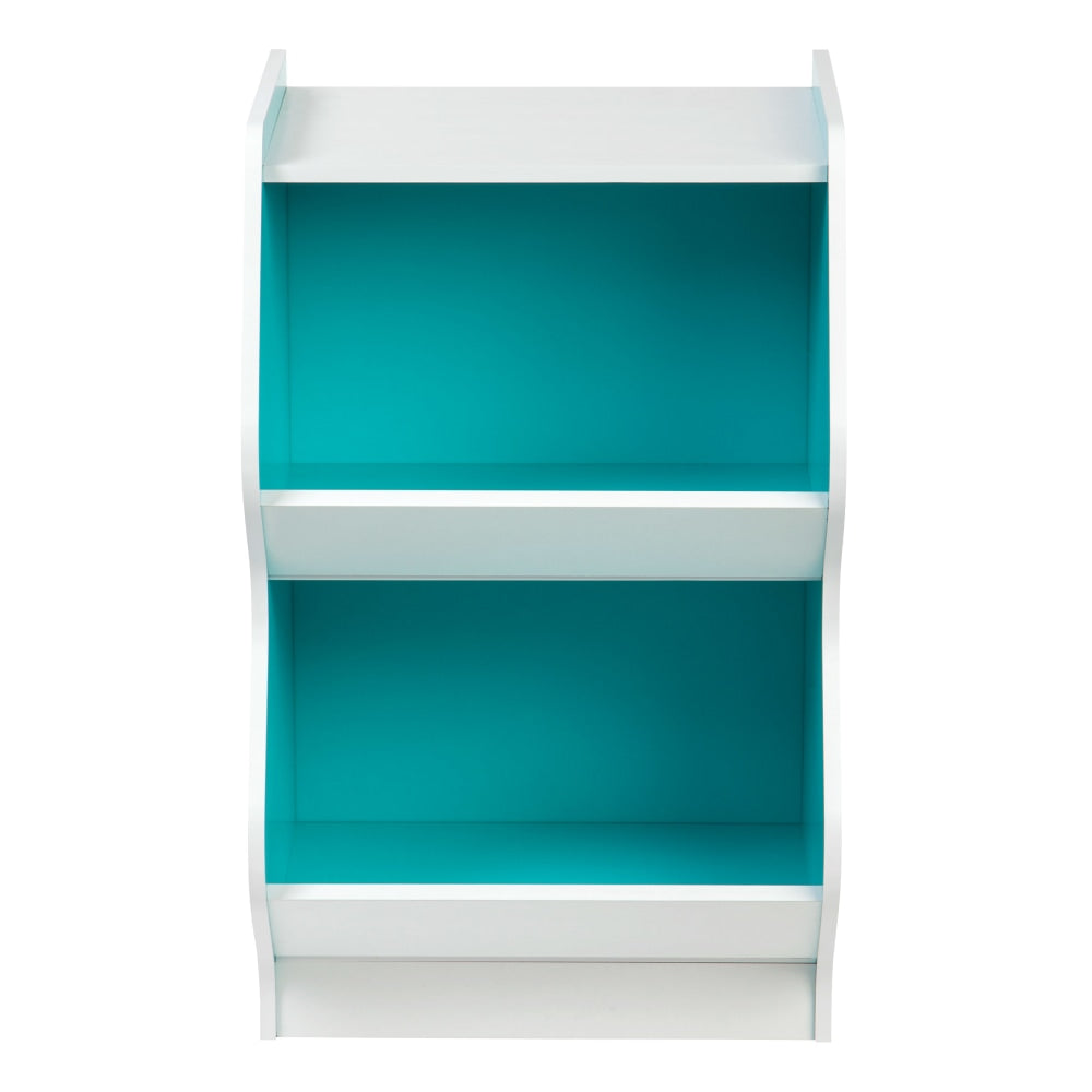 IRIS 27inH 2-Tier Bookshelf With Footboard, White/Blue