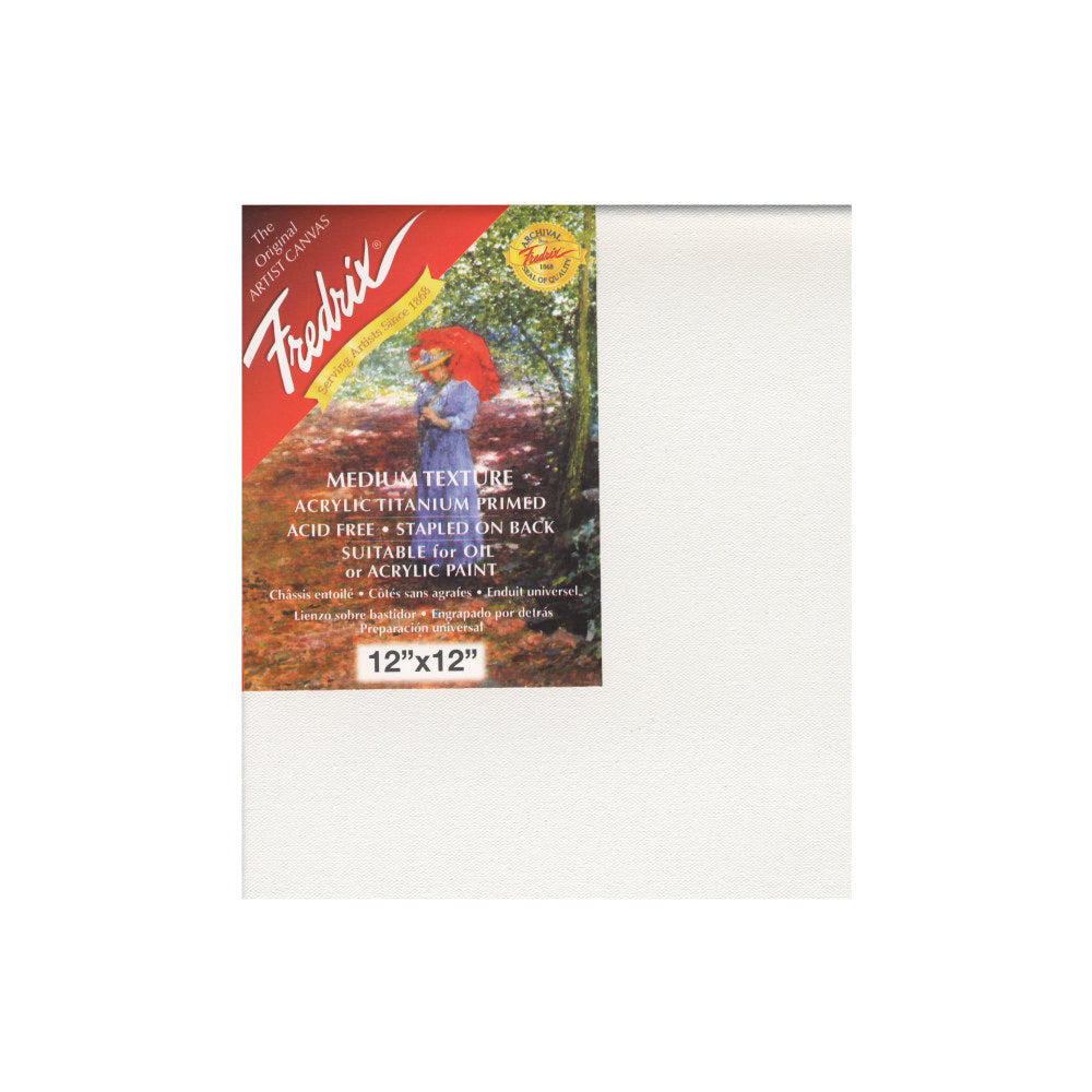 Fredrix Red Label Stretched Cotton Canvases, 12in x 12in x 11/16in, Pack Of 2