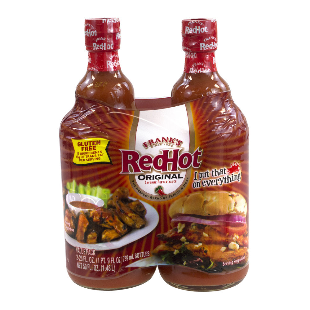 Franks Red Hot Original Hot Sauce, 25 Oz, Pack Of 2 Bottles